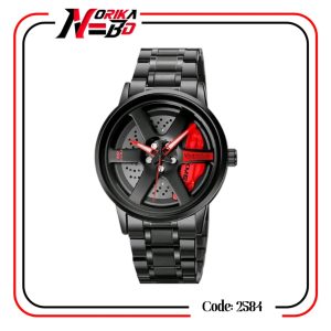 Luxury Brake Disc Design Black Metal Wrist Watch